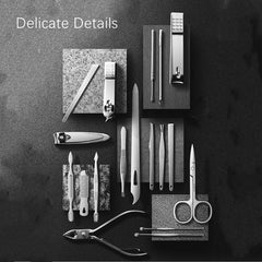 Professional Manicure & Pedicure Kit with Leather Case
