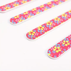 50pcs Colorful Nail File Strips Rainbow Flowers Double Sided File