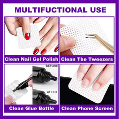 100Pcs Lint Nail Wipes Nail Polish Remover Eyelash Extension Glue Cleaning Wipes