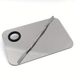 Stainless Steel Makeup Palette Nail Eye Shadow Mixing Palette With Spatula