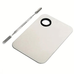 Stainless Steel Makeup Palette Nail Eye Shadow Mixing Palette With Spatula