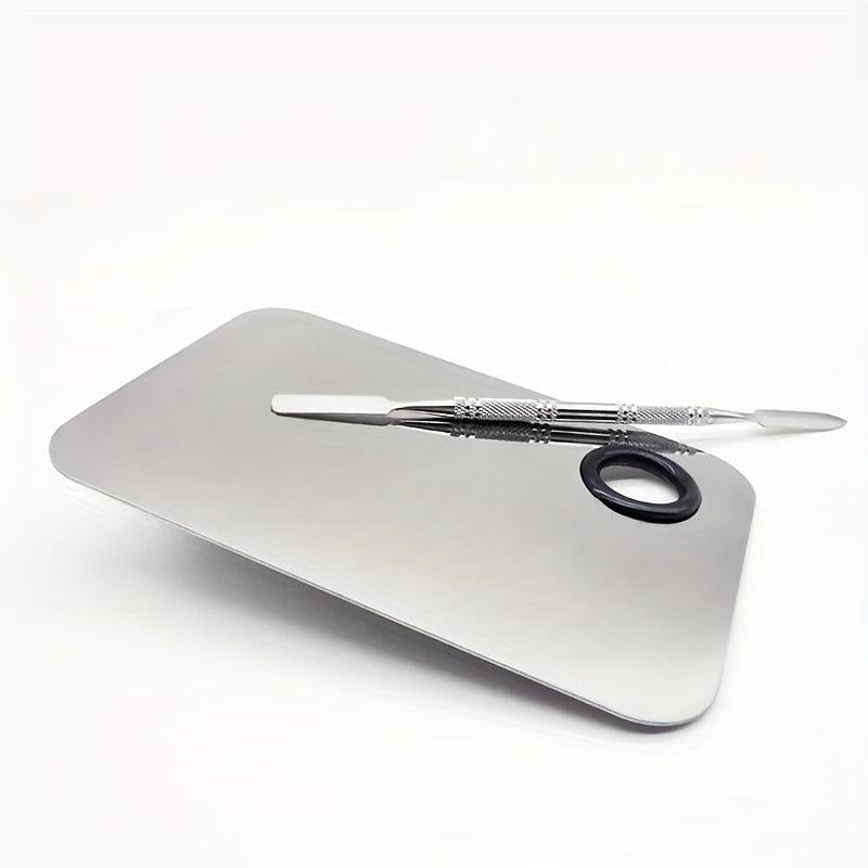 Stainless Steel Makeup Palette Nail Eye Shadow Mixing Palette With Spatula