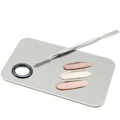 Stainless Steel Makeup Palette Nail Eye Shadow Mixing Palette With Spatula