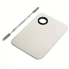 Stainless Steel Makeup Palette Nail Eye Shadow Mixing Palette With Spatula