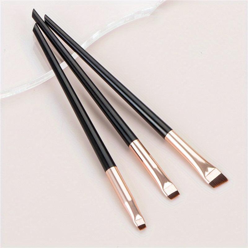 3pcs Flat Eyeliner & Eyebrow Brush Set Eye Makeup Beauty Tools