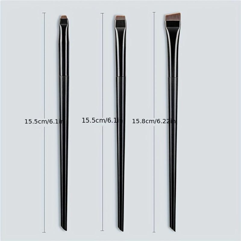 3pcs Flat Eyeliner & Eyebrow Brush Set Eye Makeup Beauty Tools