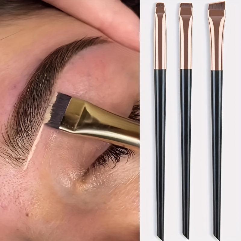 3pcs Flat Eyeliner & Eyebrow Brush Set Eye Makeup Beauty Tools