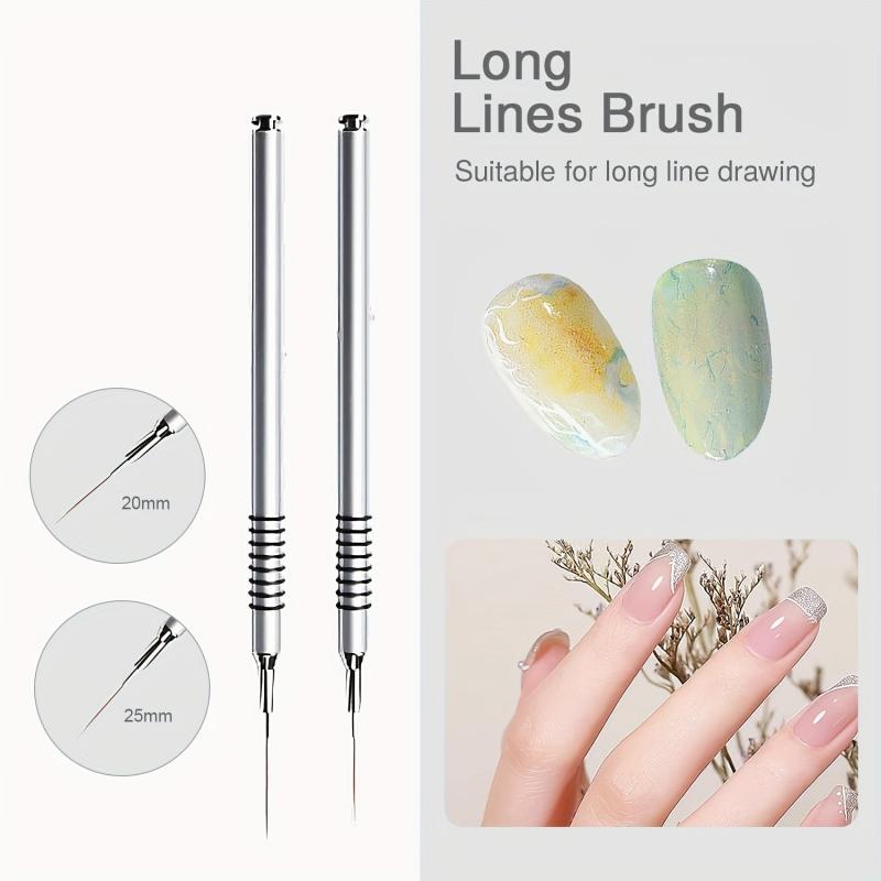 6Pcs Nail Art Brush Striping Thin Long Lines Dotting Drawing Pen