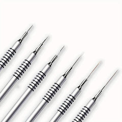 6Pcs Nail Art Brush Striping Thin Long Lines Dotting Drawing Pen