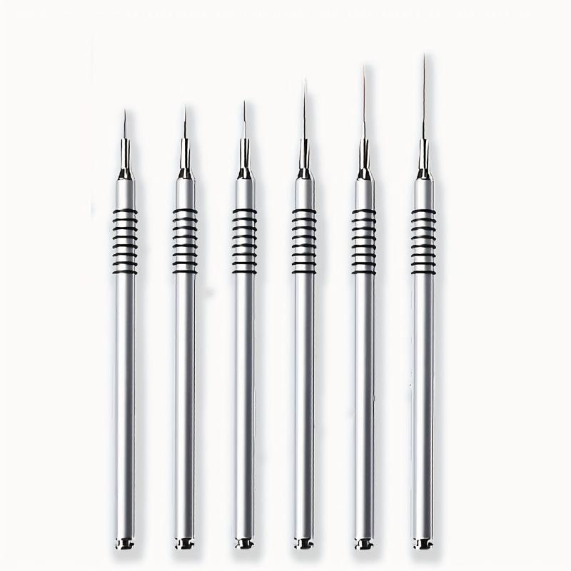 6Pcs Nail Art Brush Striping Thin Long Lines Dotting Drawing Pen
