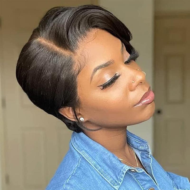 Short Pixie Cut Straight Hair Wig 180 Density 6inch