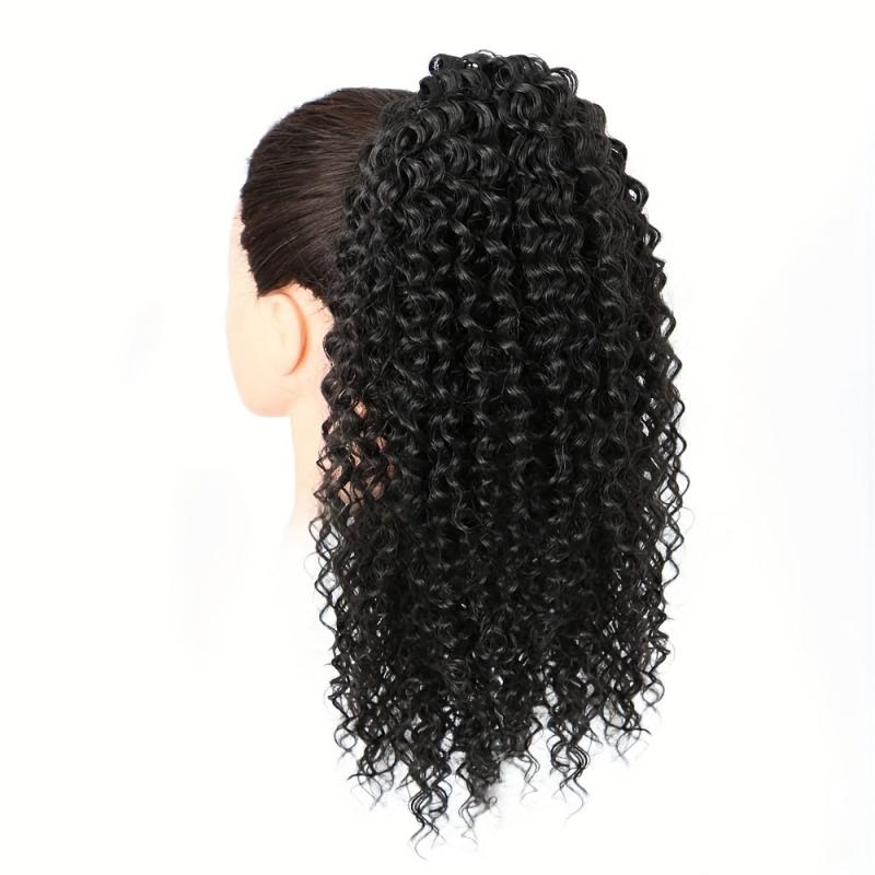 4C Short Afro Kinky Ponytail Extensions Drawstring Synthetic Hair