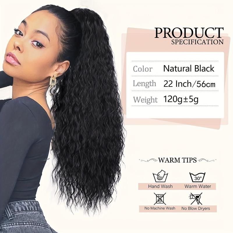 Long Curly Drawstring Ponytail For Women Synthetic Hair Extension