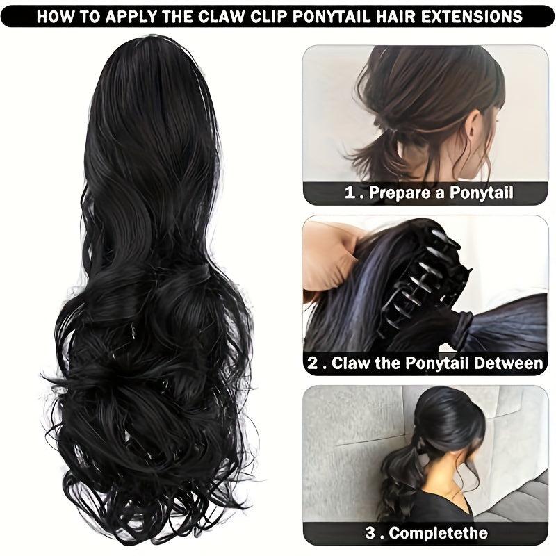 55 88 Cm Claw Clip Wavy Ponytail Extension Synthetic Fiber Hair Piece