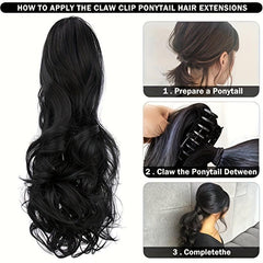 55 88 Cm Claw Clip Wavy Ponytail Extension Synthetic Fiber Hair Piece