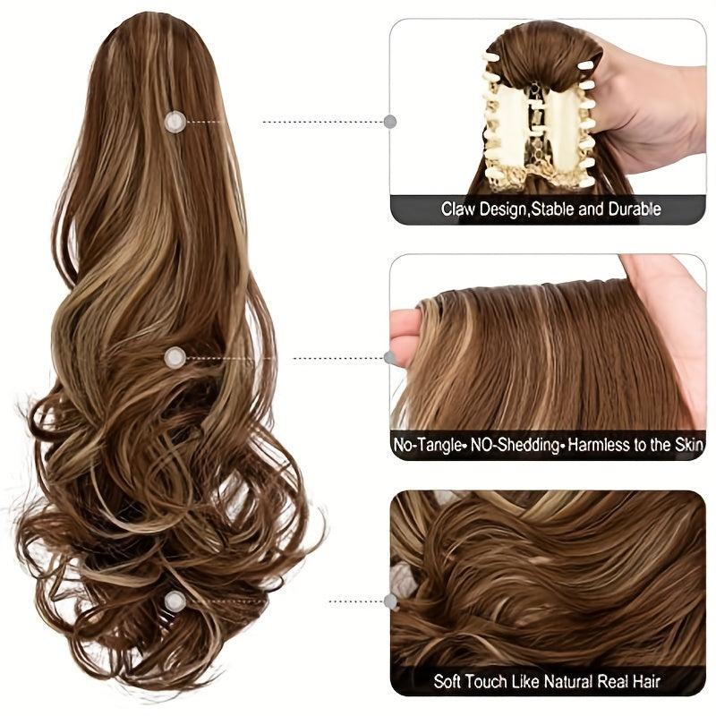 55 88 Cm Claw Clip Wavy Ponytail Extension Synthetic Fiber Hair Piece