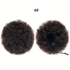Afro Puff Drawstring Ponytail Hair Extension Short Afro Kinky Curly Hair Bun