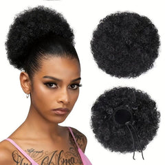 Afro Puff Drawstring Ponytail Hair Extension Short Afro Kinky Curly Hair Bun