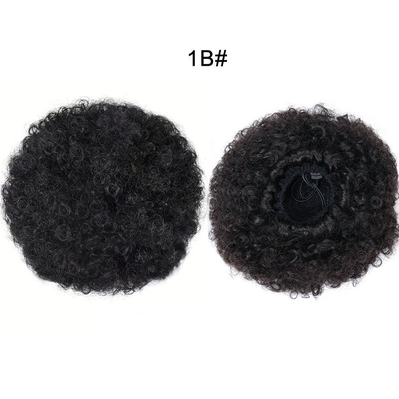 Afro Puff Drawstring Ponytail Hair Extension Short Afro Kinky Curly Hair Bun