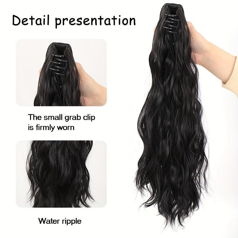 Long Water Wave Ponytail Extensions Claw Clip Curly Hair Heat Resistant
