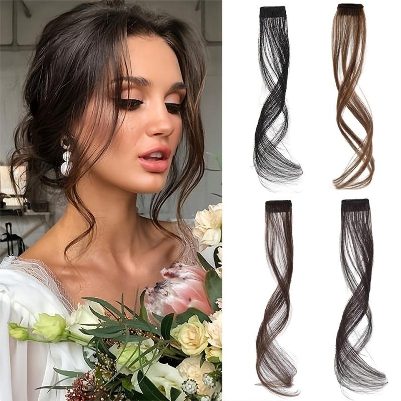 Synthetic Long Clip In Bangs Hair Piece for Natural Side Air Bangs