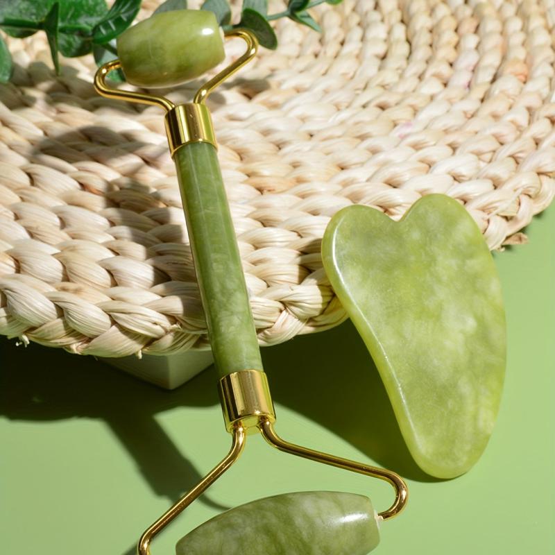Natural Jade Roller and Gua Sha Set for Face and Body