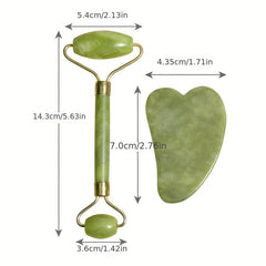 Natural Jade Roller and Gua Sha Set for Face and Body