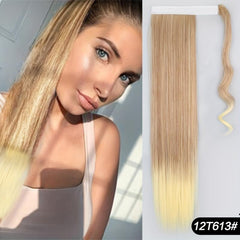 55 88 Cm Long Straight Ponytail Extensions Synthetic Fiber Hair Extensions