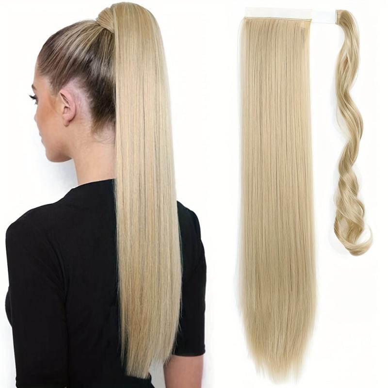 55 88 Cm Long Straight Ponytail Extensions Synthetic Fiber Hair Extensions