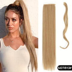 55 88 Cm Long Straight Ponytail Extensions Synthetic Fiber Hair Extensions