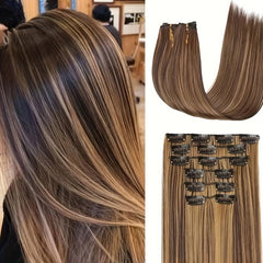 Long Straight Synthetic Hair Extension 60 96 Cm Dark Blonde Hair 6PCS