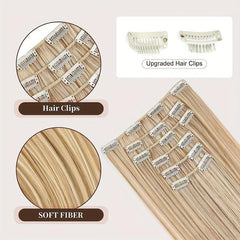 Long Straight Synthetic Hair Extension 60 96 Cm Dark Blonde Hair 6PCS