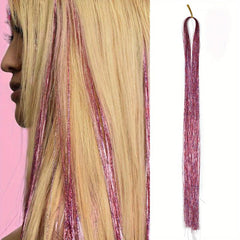 Hair Tinsel Strands Long Straight Hair Extensions Party Highlight Hair Pieces