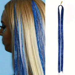 Hair Tinsel Strands Long Straight Hair Extensions Party Highlight Hair Pieces