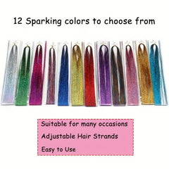 Hair Tinsel Strands Long Straight Hair Extensions Party Highlight Hair Pieces