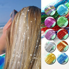Hair Tinsel Strands Long Straight Hair Extensions Party Highlight Hair Pieces