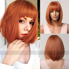 Gradient Gray Short Bob Wig With Bangs Women's Wigs