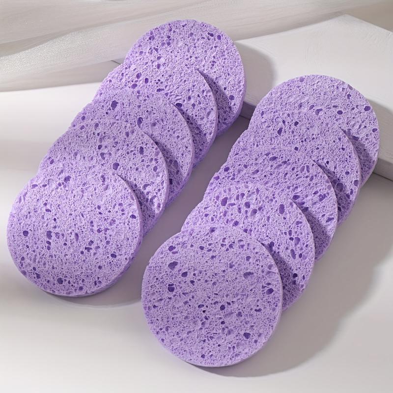 10pcs Facial Sponge for Cleansing & Exfoliating Purple