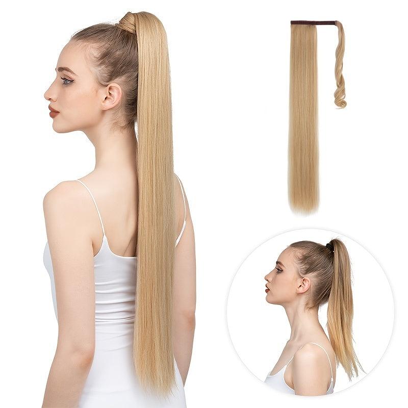 28 cm Long Straight Hair Ponytail Extensions High Temperature Elastic Band