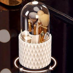 360-Degree Rotation Makeup Brush Holder with Clear Acrylic Cover