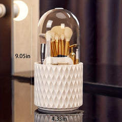 360-Degree Rotation Makeup Brush Holder with Clear Acrylic Cover