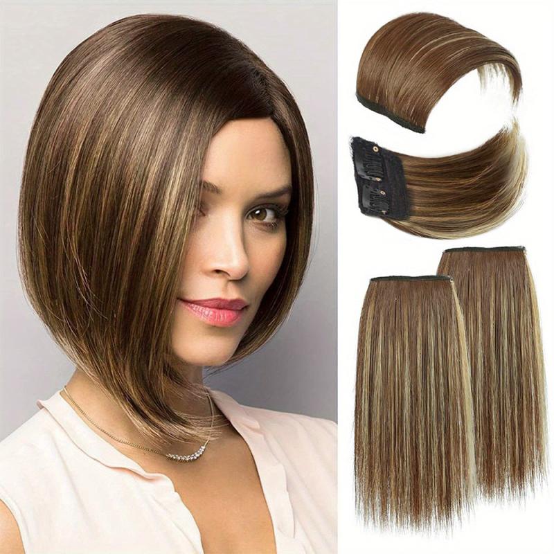 4pcs Women's Invisible Clips In Hair Topper Synthetic Hair Extension