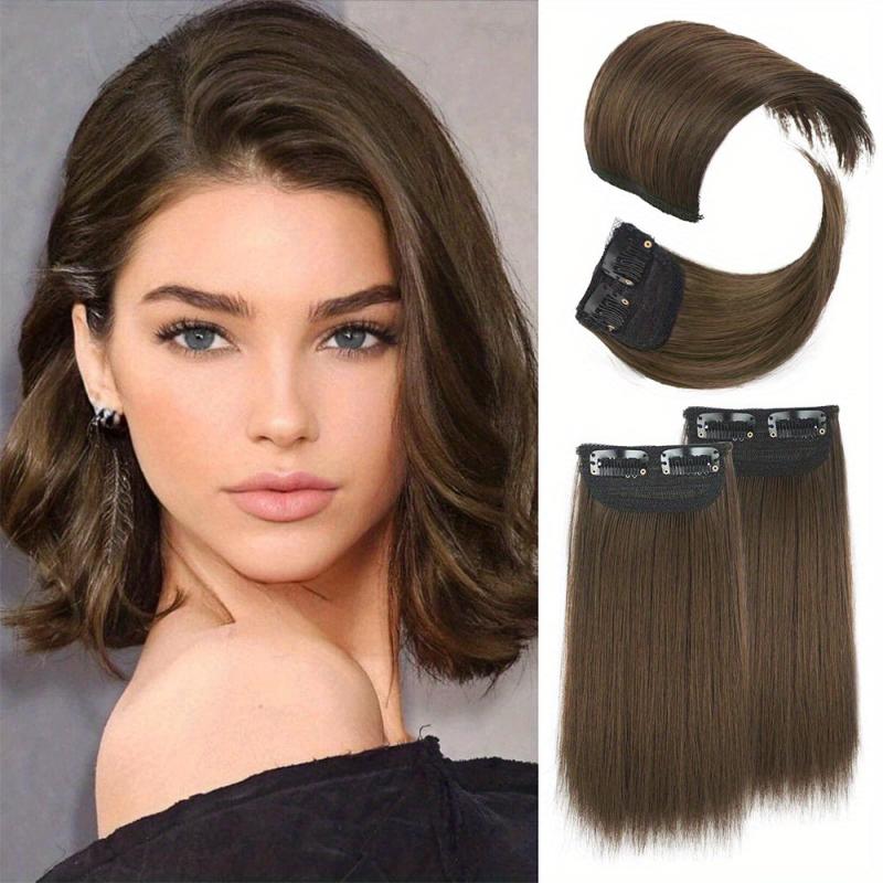 4pcs Women's Invisible Clips In Hair Topper Synthetic Hair Extension