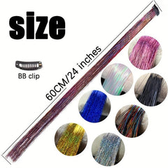 Colorful Holographic Hair Tinsel Kit Extensions Glitter for Girls