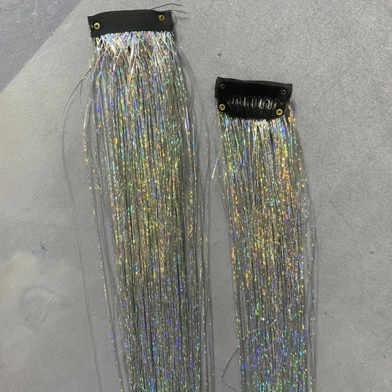 Colorful Holographic Hair Tinsel Kit Extensions Glitter for Girls