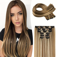 60 96 Cm Long Straight Hair Clip In Hair Extensions Synthetic Wig For Women