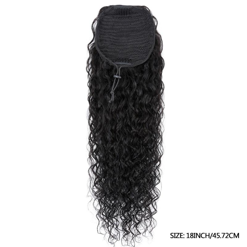 Water Wave Human Hair Drawstring Ponytail