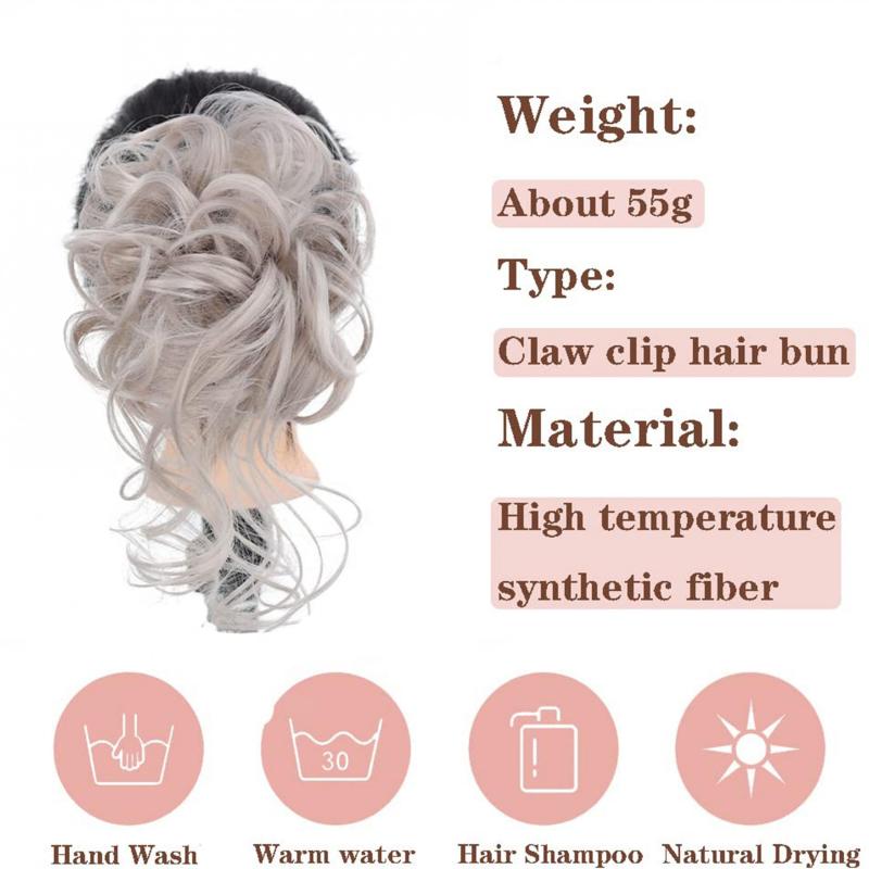 Synthetic Curly Chignon Ombre Claw Hair Messy Buns Updo