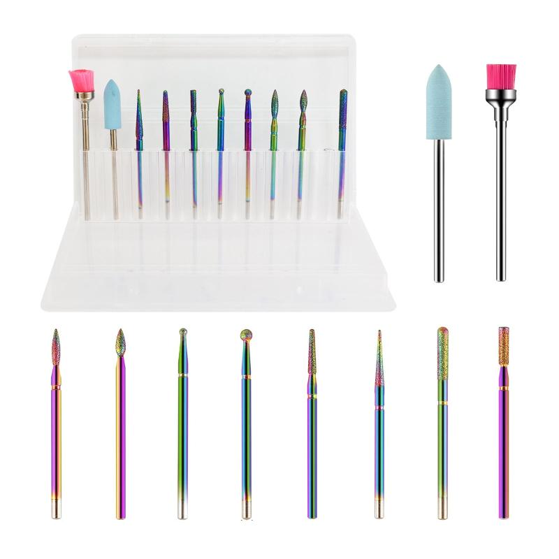 10Pcs Tungsten Carbide Ceramic Sanding Head Set for Nails Manicure Pedicure