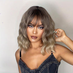 8 Cm Natural Straight None Lace Wig Brown Short Hair for Women